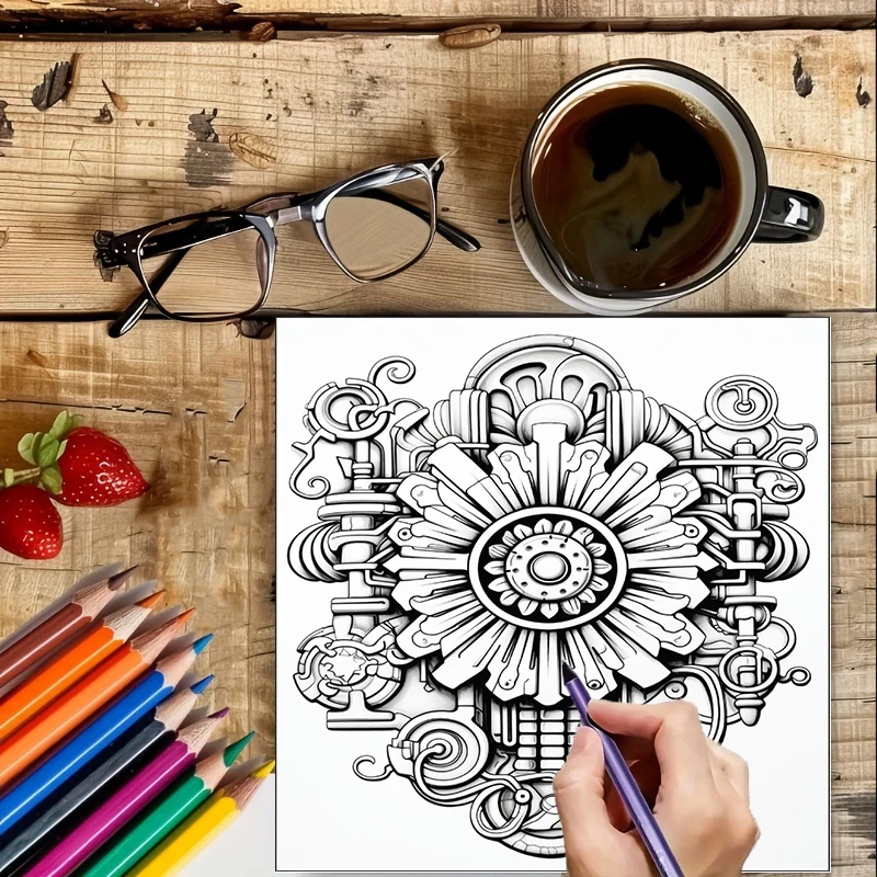 Malbuch „Steampunk-Blumen“ für – Flower Supplies Bewertung und Preis