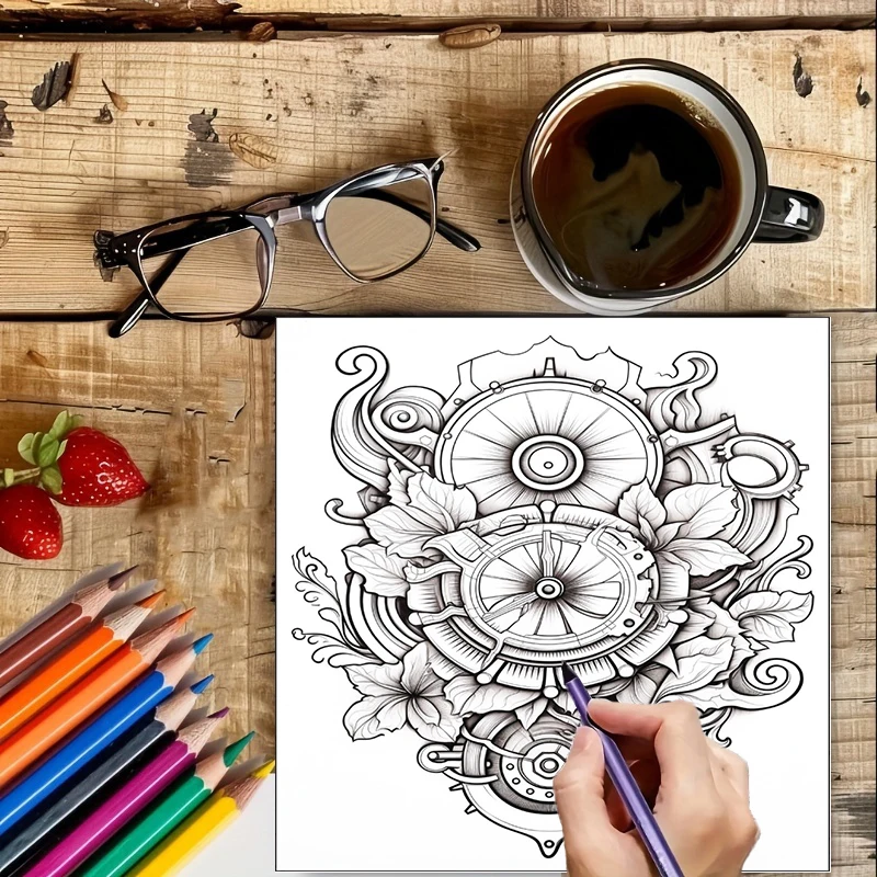 Malbuch „Steampunk-Blumen“ für – Flower Supplies Bewertung und Preis